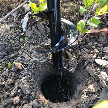 Бури для ґрунту для дриля, 5x809x40 см. Садовий бур для шуруповерта, інструмент для копання ям для посадки, міцний бур-шнек для квіткових горщиків та рослин, спіральний бур 5x809x40 см, чорний., 2 шт.