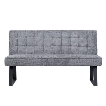 Лавка DUBI Furniture Clara 160 см з пружинною оббивкою Сучасна обідня лавка світло-сірого кольору М&39яка кухонна лавка з оббивкою 15 см та чорно-сірими металевими ніжками 160 см