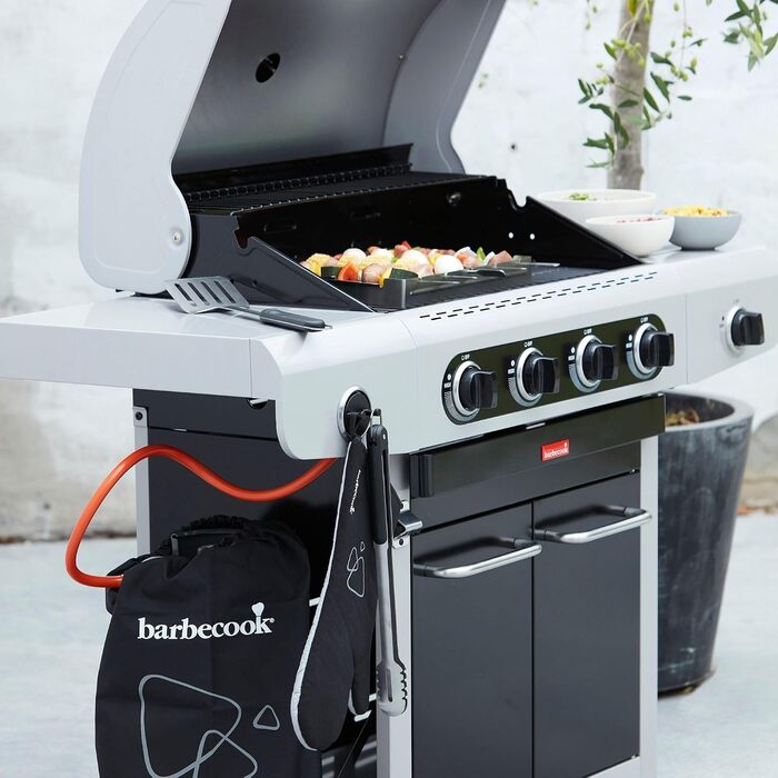 Газовий гриль Barbecook Siesta 412 (4 пальники бічний пальник), чорний/сірий, 132x56x119 см