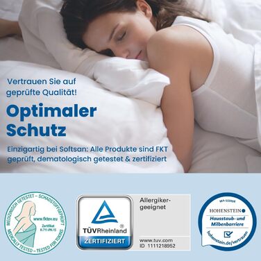 Підковдра Softsan Protect Plus, захищена від кліщів, 135x200 см, чохол, захист від кліщів для людей з алергією на домашній пил