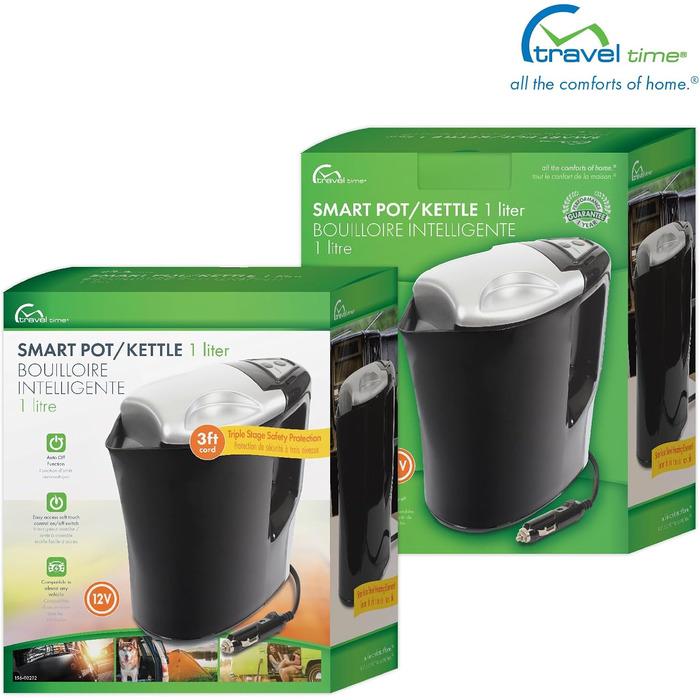 Чайник Travel Time 12 V Smart Pot - універсальна сумісність з більшістю транспортних засобів, легко вмикається та вимикається, зру