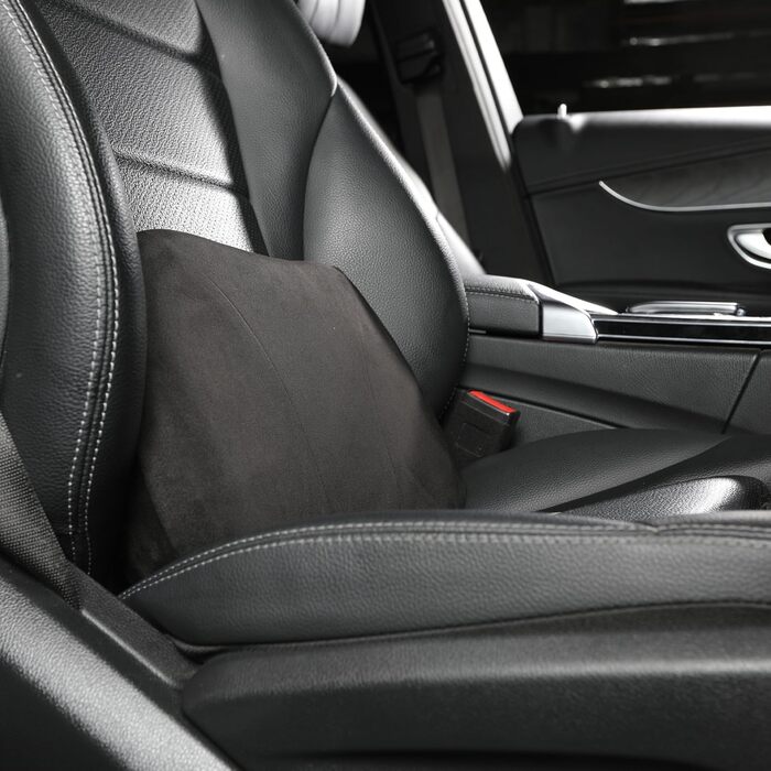 Поперекова опорна подушка для автомобіля, наповнювач з піни з пам&39яттю форми та приємна для шкіри оксамитова шкіра повторює форму талії та підвищує комфорт, портативна для автомобіля, офісу та крісла-реклайнера, 39x22 см Чорного кольору