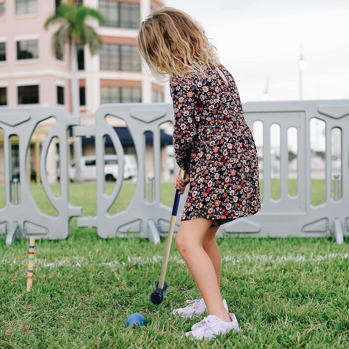 Набір для крокету NAIZY для дітей та дорослих, дерев&39яний набір для крокету для 4 гравців з кілочками, молотками, хвіртками та м&39ячами, традиційна дерев&39яна іграшкова садова гра