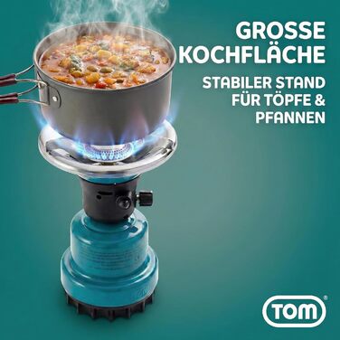 Набір газової кемпінгової плити TOM Adventure з 4 бутановими газовими картриджами 1 пальник п&39єзорозпал картриджна плита для кемпінгу, фестивалів та активного відпочинку або як вугільна запальничка