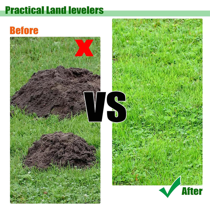 Регульована граблі-рівняч для газону з нержавіючої сталі та ергономічною ручкою. Ідеально підходить для вирівнювання газонів, розпушування ґрунту, піску та догляду за садом, двором, гольф-полем (50 x 25 см, Чорний). Розмір 50x25 см, колір - Чорний.