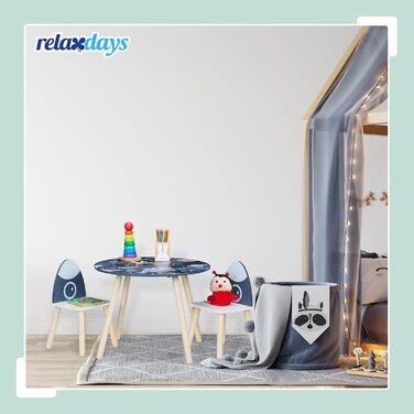 Дитячий комплект сидіння Relaxdays, 3 предмети, Space Dino, дитячий стіл з 2 стільцями, для дівчаток та хлопчиків, зона відпочинку в дитячій кімнаті, різнокольоровий