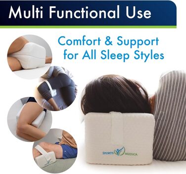 Медично розроблена подушка для колін - Ортопедичний клин з піни з пам&39яттю форми для сну на боці, ішіасу, болю в попереку - Подушка для ніг для сну на боці - включаючи медичний посібник, білий