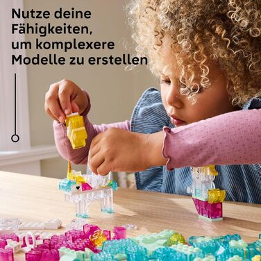 Класична чарівна скринька LEGO з прозорими цеглинами - Різнокольорові будівельні блоки та підвісні цеглини - Єдиноріг, дракон, пінгвін та інші фігурки - Набір для творчості для дівчаток та хлопчиків віком від 5 років 11040