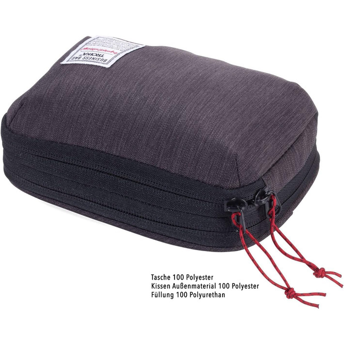 Подушка для шиї Troika Business у поліестеровому компресійному чохлі, що згортається, колір сірий/чорний, постійно стабільна розмірна стійкість, BBG61/GY