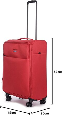 Валіза Stratic Light Soft Shell, на візках, ручна поклажа, замок TSA, 4 колеса, розширювана, червона