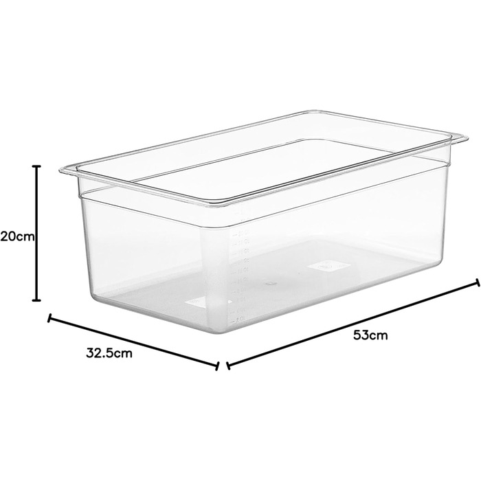 Контейнер LIPAVI C20 sous-vide - 25 літрів, 53,3 х 32,5 х В20,3 см. Міцний, прозорий полікарбонат. Відповідні кришки для Ano*a, Wancle та інших брендів продаються окремо. Підходить для рами L20