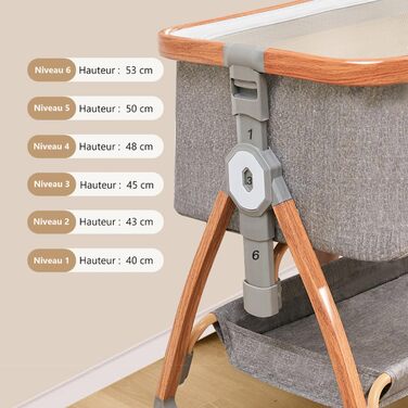 Дитяче ліжечко, безпечний сон, матрац з кокосового волокна, пеленальний столик, легко збирається та складається, портативне ліжечко для новонароджених (Woody)