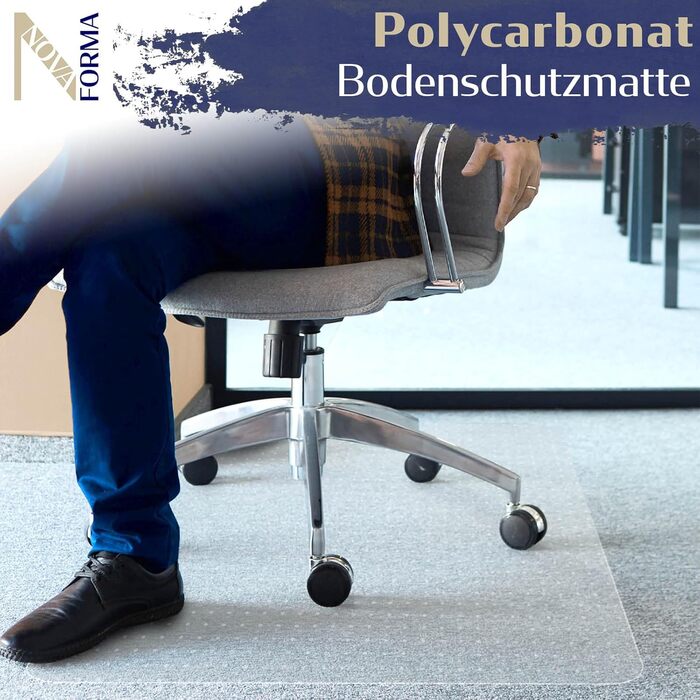 Захисний килимок для підлоги DURA-MAT з полікарбонату - прозорий килимок для стільців для килимових покриттів - перевірений килимок для офісних стільців для надійного захисту підлоги (100x120 см) Килимові покриття 100x120 см