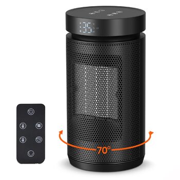 Енергозберігаючий вентилятор-обігрівач потужністю 1500 Вт, тихий електричний обігрівач з термостатом, керамічний нагрівальний елемент PTC, захист від перегріву та перекидання, 3 режими, 12-годинний таймер, коливання 70, для кімнати/кемпінгу/офісу