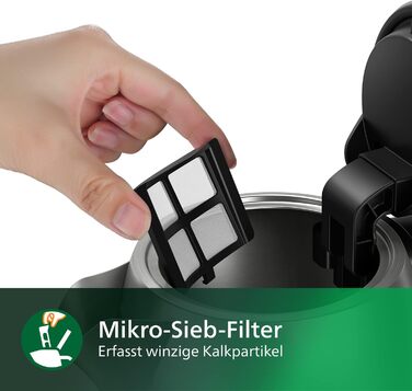 Електричний чайник Philips, об'єм 1,7 л, з регулюванням температури, функцією підтримання тепла та індикаторною лампочкою, основа