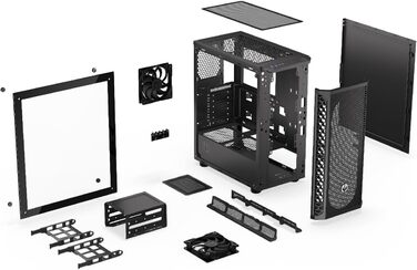 Корпус для ПК ATX, 2 вентилятори 120 мм у комплекті, бічна панель із загартованого скла, сітчаста передня панель, підтримка відеокарт до 325 мм, знімні пилові фільтри, EY2A004 Signum 300 Core (2 вентилятори 120 мм), 300 Core