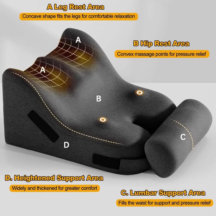 Сіра, 3, Секс-подушка для пар, Клиноподібна подушка для ліжка з функцією підтримки, Поперекова подушка для сексу, Секс-подушка для жінок, Чиста піна з ефектом пам&39яті, Підходить для пар у різних положеннях сидіння, 3 сірих