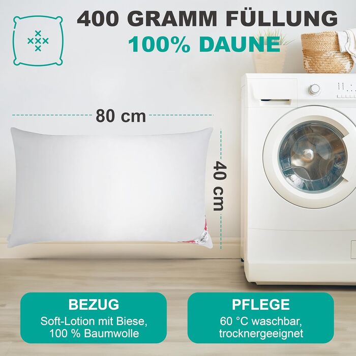 Подушка Bach&39s Beds World Canada Down з пуховим наповнювачем Canada без пір&39я 40x80 см 400 г CADA Extra Soft Sleeping Comfort