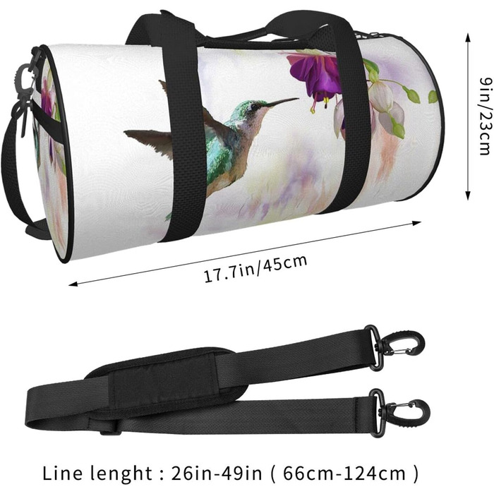 Дорожня сумка-шопер Колібрі з квітковим малюнком, велика спортивна сумка для фітнесу та подорожей, сумка для покупок, на вихідні та для ночівлі, унісекс