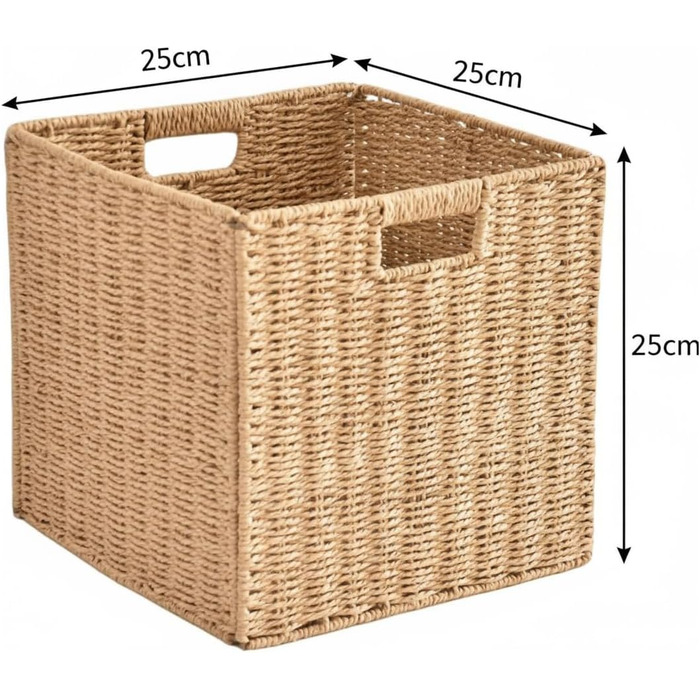 Набір із 3 плетених кошиків для зберігання, складні кошики для зберігання/кошики-полички, 25x25x25 см