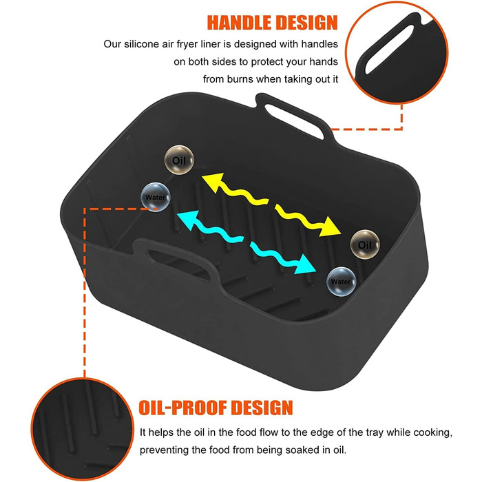 Силіконова форма для двозонної фритюрниці Ninja Foodi Max AF400EU AF300EU, багаторазова 2 шт. силіконовий килимок для випічки Аксесуари для фритюрниці замість паперу для випічки у фритюрниці, 2 шт.