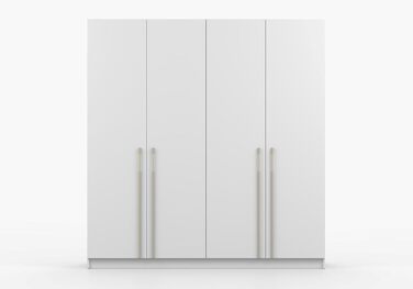 Шафа з розпашними дверима, Шафа - Шафа для спальні - 57 x 200 x 210 см - Шафа для вітальні, Вішалка для пальто, Тумба з полицями та двома вішаками для одягу - Біла