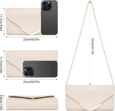 Жіночий клатч Larcenciel, шкіряна сумка кольору тілесного кольору з ланцюжком, елегантна вечірня сумка-конверт, модна сумка через плече