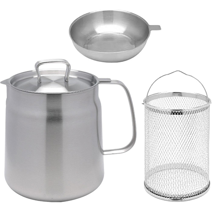 Горщик для смаження Gralara, кошик для сита для олії з ручкою, каструля, каструля для бульйону, маленька каструля для фритюрниці для приготування, випічка, олія, зберігання, 2 л