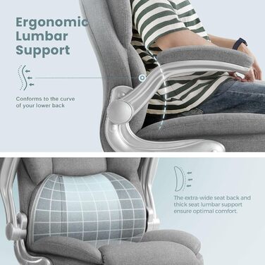 Офісне крісло IWMH Ергономічне крісло для столу Крісло керівника Поворотне крісло з відкидними підлокітниками, регульоване по висоті, комп&39ютерне крісло для офісу, дому, вантажопідйомність 180 кг (сіре)