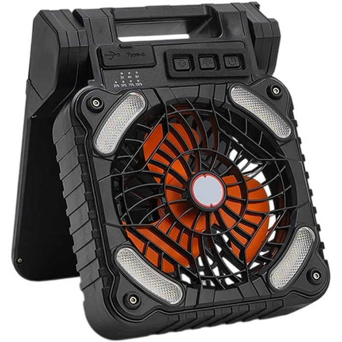 Портативний кемпінговий вентилятор на сонячній енергії та світлодіодний ліхтар з акумулятором ємністю 5200 мАг для пригод на свіжому повітрі