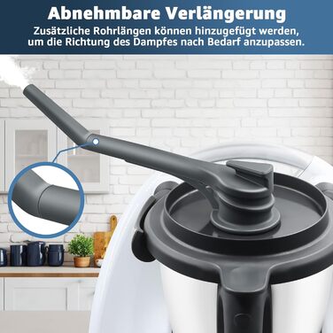 Паровий дивертор для Thermomix TM6 MCC, для аксесуарів Thermomix Силіконовий конденсатовідвідник, захист навісних шаф Сумісний з Monsieur Cuisine Smart Extra Long Відведення пари зі щіткою Версія Extra Long (труби 15 см 10 см)