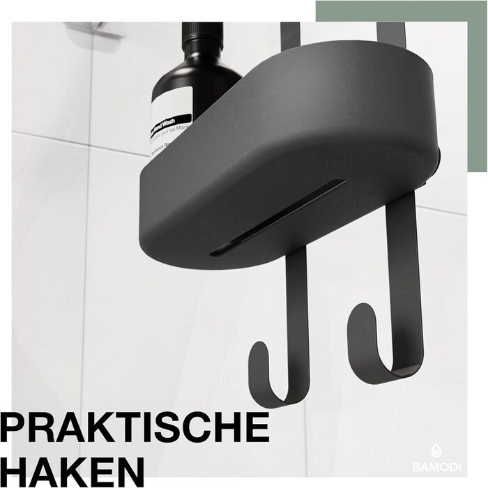 Полиця для душу - 2-ярусна, з регульованими кошиками - мінімалістичний підвісний органайзер - без свердління та присосок - з гумовими накладками - 12.5x70x24 см - чорний