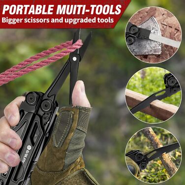 Багатофункціональні складані плоскогубці BIBURY 16-в-1 з покращеними ножицями та викруткою, з нейлоновим чохлом, ідеально підходять для активного відпочинку, походів, самостійного ремонту, подарунка для тата, для чоловіків, чорного кольору