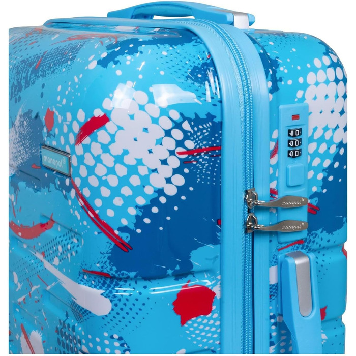 Валіза-тролей Cespara з твердим корпусом для ручної поклажі, з сучасним малюнком - колір світло-блакитний - розмір M