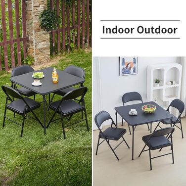 Складаний стіл BOOSDEN, багатофункціональний стіл, складний стіл для кемпінгу, саду, балкону, обідньої зони, 80 см x 80 см x 70 см, чорний