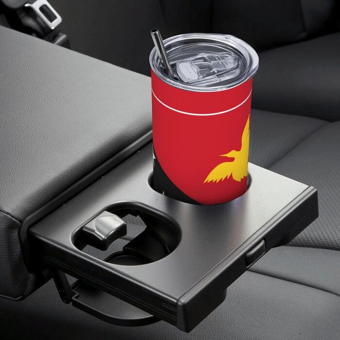 Кухоль з прямою трубочкою, дизайн прапор Папуа-Нової Гвінеї, друкований, дорожній кухоль, підходить для кемпінгу, офісу та дому, 590 мл