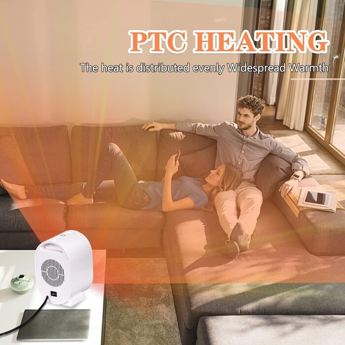 Енергозберігаючий невеликий вентилятор-обігрівач, керамічний нагрівальний елемент 220 В 1200 Вт, 2 режими, тихий електричний обігрівач із захистом від перегріву, внутрішній обігрівач для спальні, вітальні, офісу