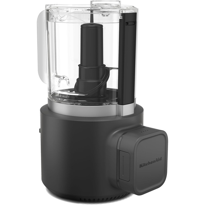 Бездротовий подрібнювач KitchenAid Go Cordless, 1,18 л, 2 швидкості та імпульсний режим, лезо з нержавіючої сталі та вінчик, до 25 хв роботи від одного заряду, чорний