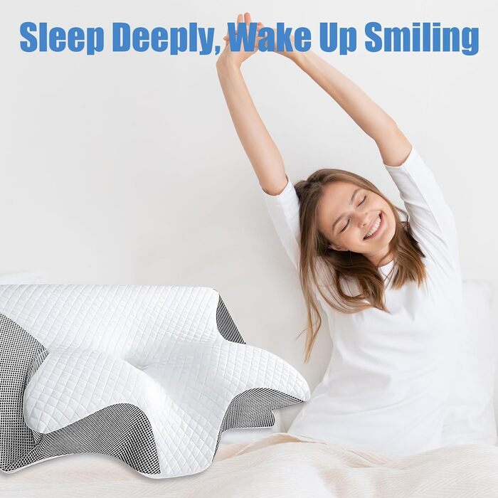 Ортопедична подушка для шиї з піни з ефектом пам&39яті, ергономічна 3D-підтримуюча подушка для шиї для сну на спині та на боці, регульована висота подушки 60357,5/11,5 см, дихаюча чохол, який можна прати