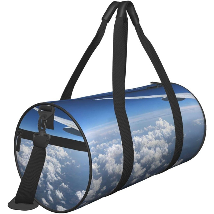 Спортивна сумка, дорожня сумка, принт Авіалайнер, сумка на нічліг, чорна, універсальний розмір, сумка для подорожей