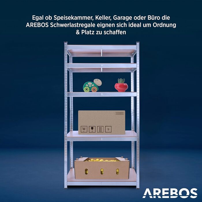 Надміцний стелаж Arebos, комплект з 2 шт. 180x90x30 см Вантажопідйомність 875 кг 5 полиць з МДФ Легке складання за допомогою вставної системи Оцинкований сріблястий колір