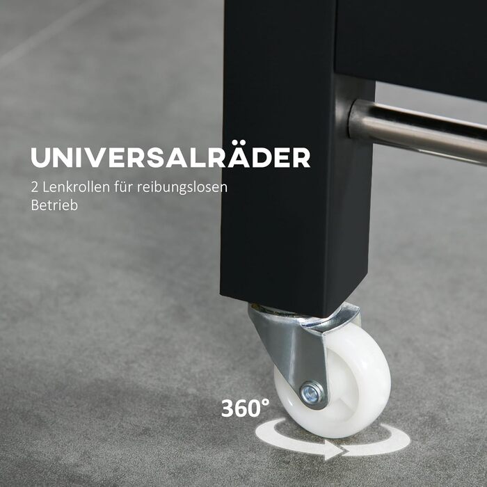 Розкладний прямокутний обідній стіл HOMCOM для 4-6 осіб на колесах, металевий обідній стіл 118 x 70 x 76,5 см, коричневий