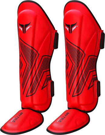 Накладки на гомілку Mytra Fusion для дорослих, захист гомілки, захист для боксу, ММА, муай-тай та тренувань з бойових мистецтв червоного кольору, розмір L-XL