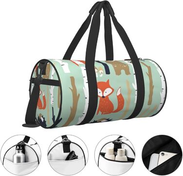 Універсальна дорожня сумка Милі звірятка лисичка, ведмедик, пташка, деревце. Спортивна сумка для чоловіків та жінок, сумка-мішок для пляжу, спортивне спорядження.