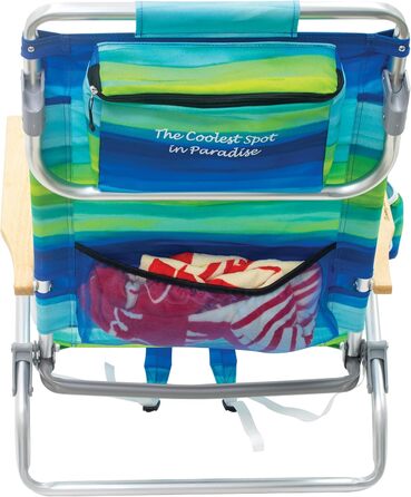 Рюкзак Tommy Bahama Classic Flat, 2 шт., 5 позицій, з кулером та тримачем для напоїв, портативний складний пляжний стілець для засмаги, синій/зелений, синій/зелений, 23&39 x 25,25&39 x 31,5&39