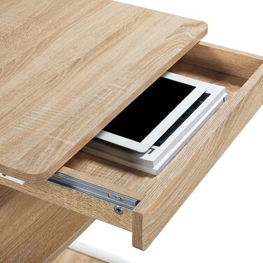 Комп&39ютерний стіл Yaheetech, офісні меблі, ПК-стіл, офісний стіл, робочий стіл з дерева та сталі з полицею та шухлядою, 79 x 56 x 51 см, дуб