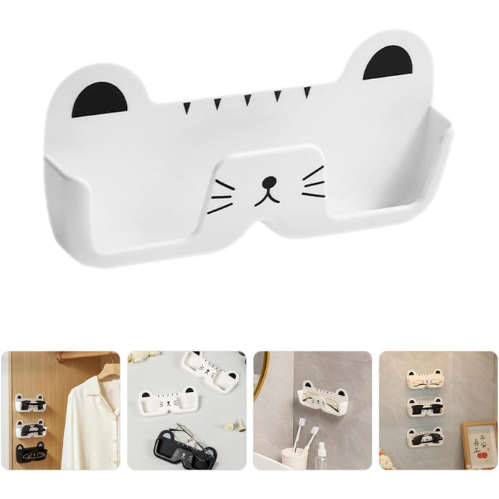 Тримач для сонцезахисних окулярів Tofficu, настінний, у формі кота, органайзер для окулярів, пластик, білий, компактний, для дому та офісу
