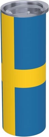 Кухоль з прямою трубочкою, дизайн шведський прапор, друкований, дорожній кухоль, підходить для кемпінгу, офісу та дому, 590 мл