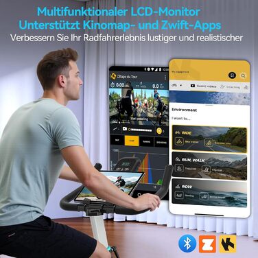 Оновлення 2026 р. Велотренажер Wenoker з магнітним опором, спінінговий велотренажер для приміщень із додатком, домашній тренажер, кардіотренування, фітнес-велосипед, до 160 кг, синій із додатком