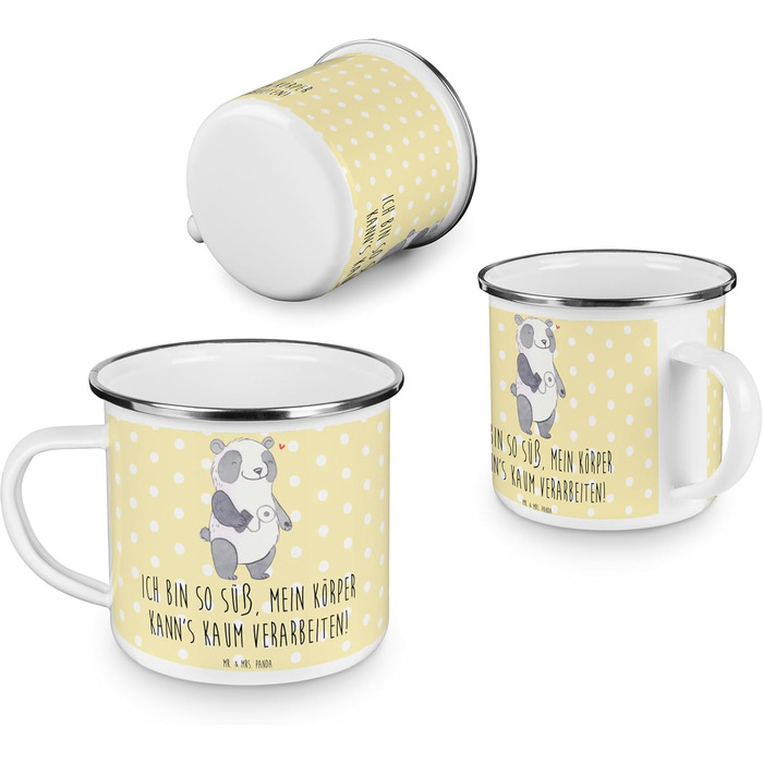 Емальована кружка для кемпінгу &quotМістер і місіс Панда&quot з інсуліновим насосом &quotПанда&quot - подарунок, кружка для кемпінгу, кемпінгові чашки, діабет, емальована кружка для пиття, кружка для відпочинку на природі, жовта емальована кружка для кемп